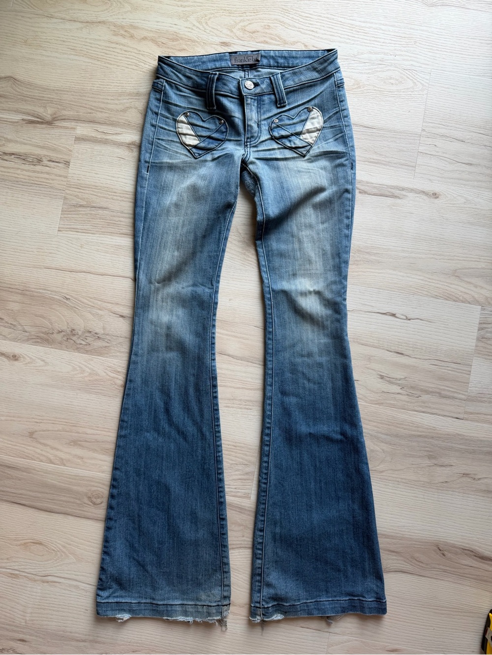 Y2K Vintage Super Rare Super Low Rise Women’s Flared Jeans with Heart Patch